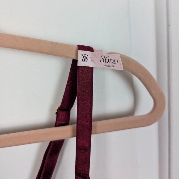 Victoria's Secret | Burgundy Lace Dream Angels Unlined Underwire Bra Size 36DD - Picture 5 of 8